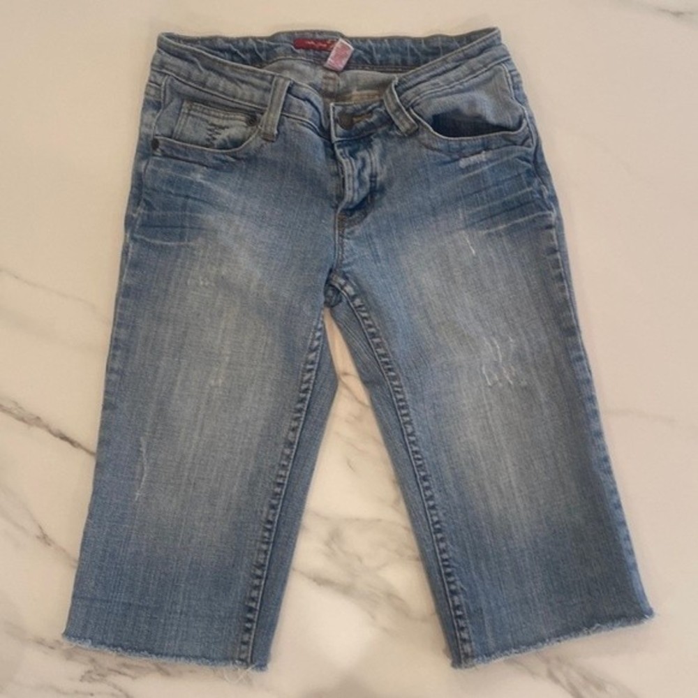 Twenty One 21 | Denim Biker Bermuda Shorts, Raw Hem | Size 1